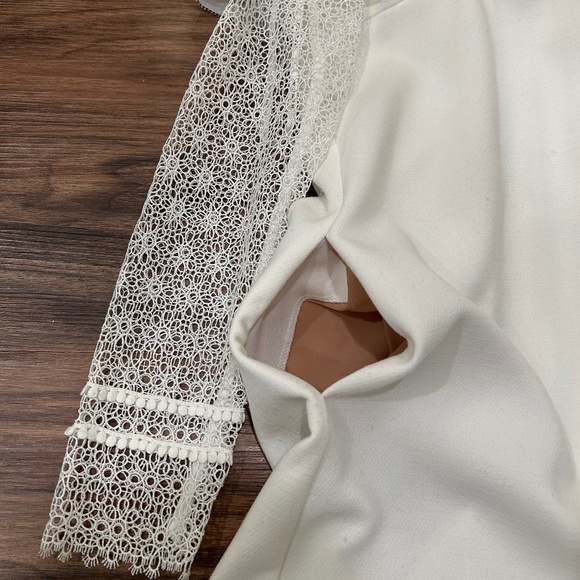 SELF PORTRAIT Military Cape Shoulder White Floral Lace Ruffle Dress Size 6 UK 10 - Picture 5 of 12